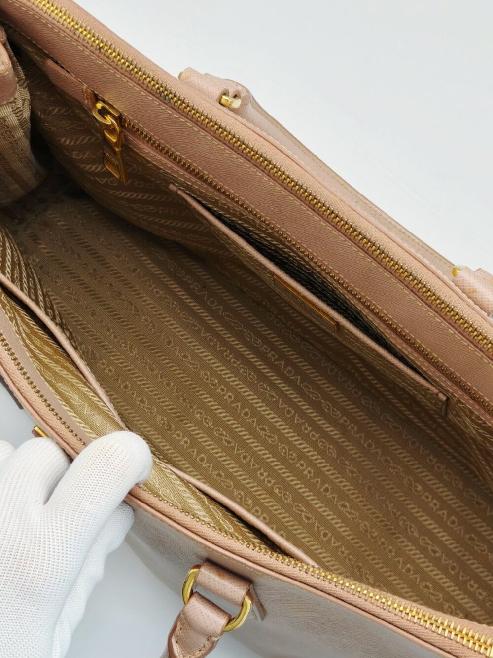 PRADA Saffiano Leather Large Tote Bag Pink Top Handle Work Laptop Office Bag - Picture 7 of 16